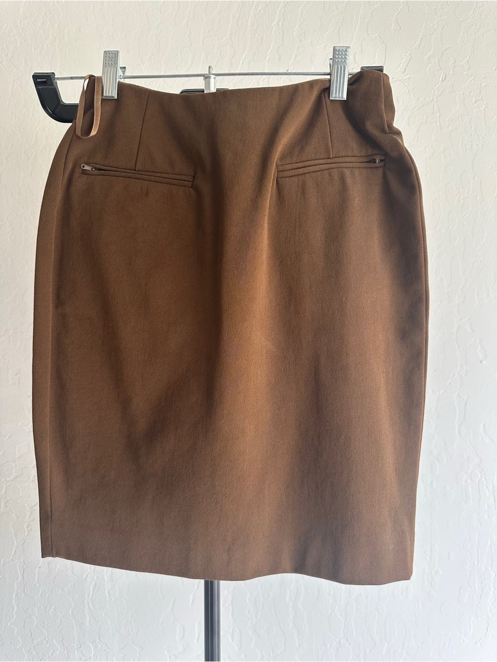 Vintage DKNY Brown Mini Pencil Skirt with Zip Pocket Details